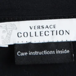 Versace Collection Black Medusa Logo Embroidered Short Sleeve T-Shirt L For Women -Versace Official Website luxury women versace used clothes p93534 005