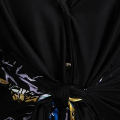 Versace Collection Black Printed Tie Detail Long Sleeve Shirt Dress M For Women -Versace Official Website luxury women versace used clothes p93563 004