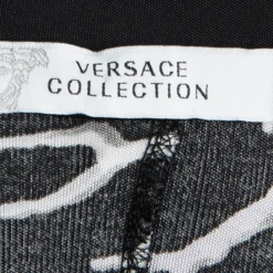 Versace Collection Black Printed Tie Detail Long Sleeve Shirt Dress M For Women -Versace Official Website luxury women versace used clothes p93563 005