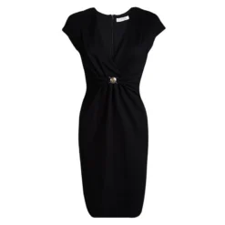 Versace Collection Black Logo Buckle Detail Abito Donna Jersey Dress M For Women