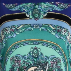 Versace Blue Printed Long Sleeve Dress L For Women -Versace Official Website luxury women versace used clothes p95708 004