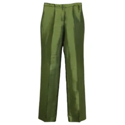 Versace Green Satin Finish Tailored Trousers S For Women