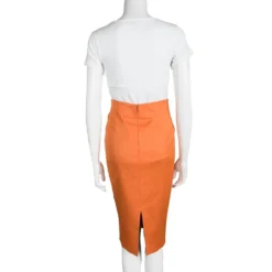 Versace Collection Orange High Waist Pencil Skirt S For Women -Versace Official Website luxury women versace used clothes p99349 003