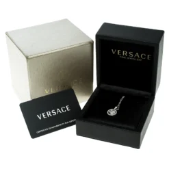 Versace Medusa Diamond 18k White Gold Medallion Pendant Necklace For Women -Versace Official Website luxury women versace used fine jewelry p137017 006