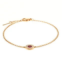 Versace Red Gemstone 18k Rose Gold Soft Bracelet For Women -Versace Official Website luxury women versace used fine jewelry p224408 006