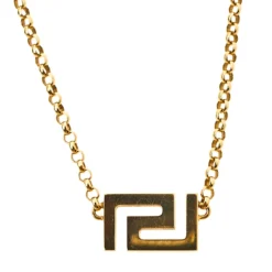 Versace Greek Key Motif 18K Yellow Gold Necklace For Women -Versace Official Website luxury women versace used fine jewelry p460950 004