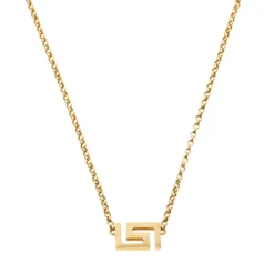 Versace Greek Key Motif 18K Yellow Gold Necklace For Women
