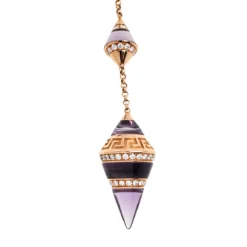 Versace Virya Amethyst Diamond 18K Rose Gold Sautoir Necklace For Women -Versace Official Website luxury women versace used fine jewelry p493075 004