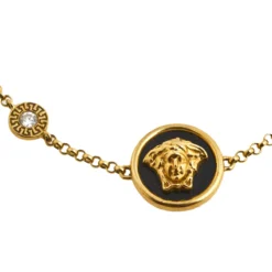 Versace Medusa Diamond 18k Yellow Gold Soft Charm Bracelet For Women -Versace Official Website luxury women versace used fine jewelry p564854 003