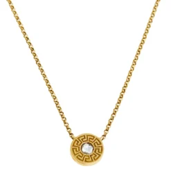 Versace Greca Diamond 18k Yellow Gold Chain Necklace For Women
