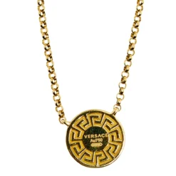 Versace Greca Diamond 18k Yellow Gold Chain Necklace For Women -Versace Official Website luxury women versace used fine jewelry p608335 005