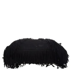 Versace Black Suede Fringe Tote For Women -Versace Official Website luxury women versace used handbags p101222 006