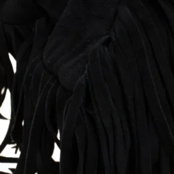 Versace Black Suede Fringe Tote For Women -Versace Official Website luxury women versace used handbags p101222 010