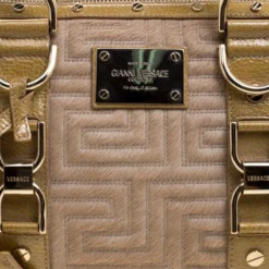 Versace Beige Calf Hair And Leather Small Snap Out Of It Satchel For Women -Versace Official Website luxury women versace used handbags p102986 005