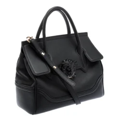 Versace Black Leather Medium Pallazo Empire Tote For Women -Versace Official Website luxury women versace used handbags p103426 003