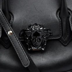 Versace Black Leather Medium Pallazo Empire Tote For Women -Versace Official Website luxury women versace used handbags p103426 005