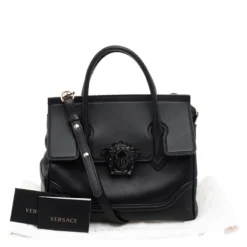 Versace Black Leather Medium Pallazo Empire Tote For Women -Versace Official Website luxury women versace used handbags p103426 009