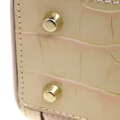 Versace Pink Croc Embossed Trim Leather Signature Shoulder Bag For Women -Versace Official Website luxury women versace used handbags p103727 010
