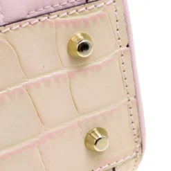 Versace Pink Croc Embossed Trim Leather Signature Shoulder Bag For Women -Versace Official Website luxury women versace used handbags p103727 011