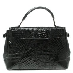 Versace Black Patent Leather Altea Top Handle Bag For Women -Versace Official Website luxury women versace used handbags p103807 004