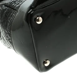 Versace Black Patent Leather Altea Top Handle Bag For Women -Versace Official Website luxury women versace used handbags p103807 010