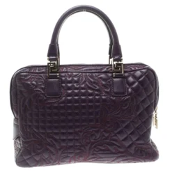 Versace Purple Leather Demetra Vanitas Top Handle Bag For Women -Versace Official Website luxury women versace used handbags p107245 004