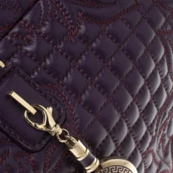 Versace Purple Leather Demetra Vanitas Top Handle Bag For Women -Versace Official Website luxury women versace used handbags p107245 005