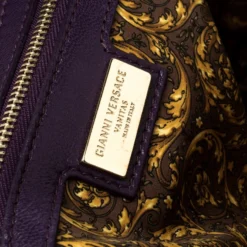 Versace Purple Leather Demetra Vanitas Top Handle Bag For Women -Versace Official Website luxury women versace used handbags p107245 008