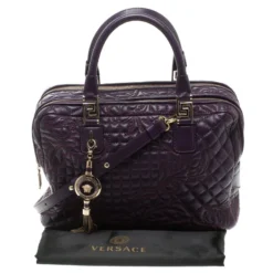 Versace Purple Leather Demetra Vanitas Top Handle Bag For Women -Versace Official Website luxury women versace used handbags p107245 009
