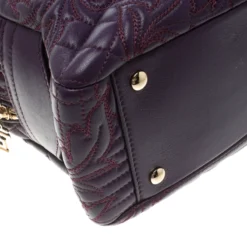 Versace Purple Leather Demetra Vanitas Top Handle Bag For Women -Versace Official Website luxury women versace used handbags p107245 010