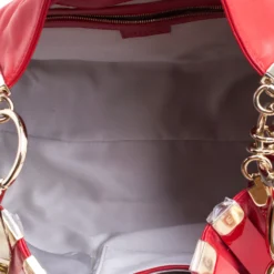 Versace Red Leather And Stripe Patent Leather Hobo For Women -Versace Official Website luxury women versace used handbags p109701 007 scaled