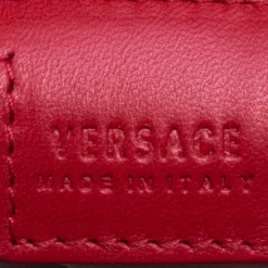 Versace Red Leather And Stripe Patent Leather Hobo For Women -Versace Official Website luxury women versace used handbags p109701 008