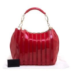 Versace Red Leather And Stripe Patent Leather Hobo For Women -Versace Official Website luxury women versace used handbags p109701 009 scaled