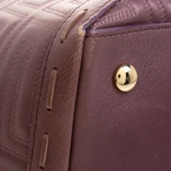 Versace Cedar Dark Beige Embossed Leather Braided Satchel For Women -Versace Official Website luxury women versace used handbags p111964 0010