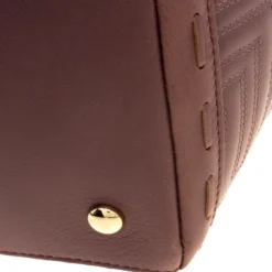 Versace Cedar Dark Beige Embossed Leather Braided Satchel For Women -Versace Official Website luxury women versace used handbags p111964 0013