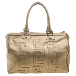 Versace Gold Leather Signature Boston Bag For Women -Versace Official Website luxury women versace used handbags p112628 004