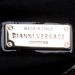 Versace Black Quilted Patent Leather Snap Out Of It Tote For Women -Versace Official Website luxury women versace used handbags p113518 0008