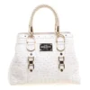 Versace White Ostrich Leather Snap Out Of It Tote For Women