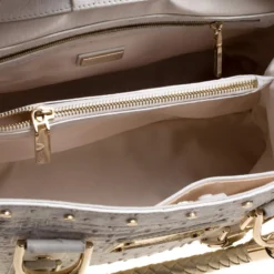 Versace White Ostrich Leather Snap Out Of It Tote For Women -Versace Official Website luxury women versace used handbags p116663 0007