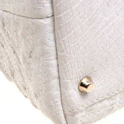 Versace White Ostrich Leather Snap Out Of It Tote For Women -Versace Official Website luxury women versace used handbags p116663 0011