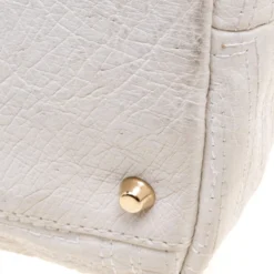 Versace White Ostrich Leather Snap Out Of It Tote For Women -Versace Official Website luxury women versace used handbags p116663 0012