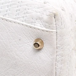 Versace White Ostrich Leather Snap Out Of It Tote For Women -Versace Official Website luxury women versace used handbags p116663 0013