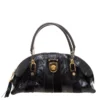 Versace Black Croc, Python, Calfhair And Suede Satchel For Women