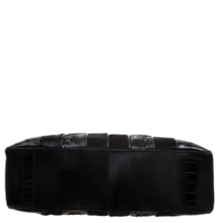 Versace Black Croc, Python, Calfhair And Suede Satchel For Women -Versace Official Website luxury women versace used handbags p116724 0006