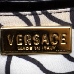 Versace Black Croc, Python, Calfhair And Suede Satchel For Women -Versace Official Website luxury women versace used handbags p116724 0008