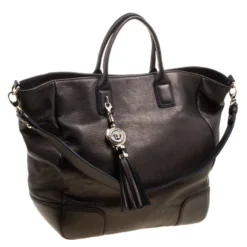 Versace Gun Metal Leather Elettra Vanitas Tote For Women -Versace Official Website luxury women versace used handbags p118475 0003
