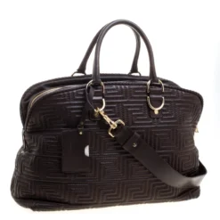 Versace Couture Dark Brown Leather Signature Top Handle Bag For Women -Versace Official Website luxury women versace used handbags p118484 0003