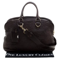Versace Couture Dark Brown Leather Signature Top Handle Bag For Women -Versace Official Website luxury women versace used handbags p118484 0008