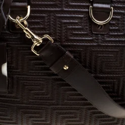 Versace Couture Dark Brown Leather Signature Top Handle Bag For Women -Versace Official Website luxury women versace used handbags p118484 0009