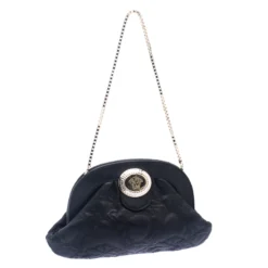 Versace Black Leather Frame Clutch For Women -Versace Official Website luxury women versace used handbags p119370 0003